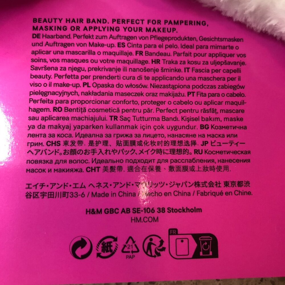 H&M Beauty Hair Band Headband Cute Cat Ear White Spa Facial Skincare Makeup - Picture 11 of 11
